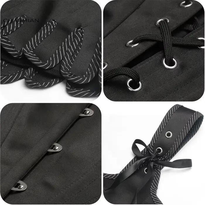 Corset Vintage en Brocart Désossé d'Acier avec Bretelles pour Femme, Bustier à Lacets, Glaçure Charmienne et Médiévale