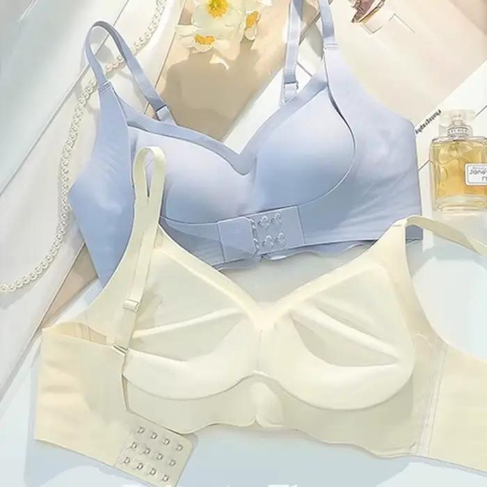 Soutien-gorge push-up côtelé à bouton avant pour femme avec petits seins, soutien-gorge push-up et seins secondaires, anti-affaissement, bonnet partenaire confortable