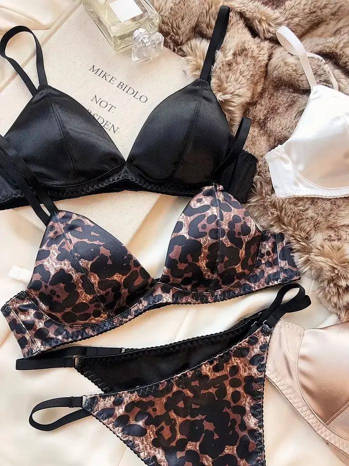 Ensemble de sous-vêtements sexy en soie pour femmes, soutiens-gorge sans fil, bralette française, soutien-gorge et string intimes sans couture, été