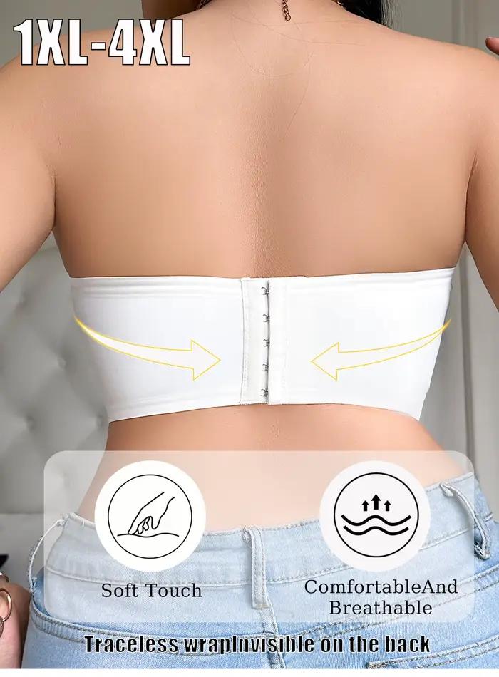 Soutien-gorge bandeau sans bretelles grande taille - Soutien sans armatures, couverture étendue