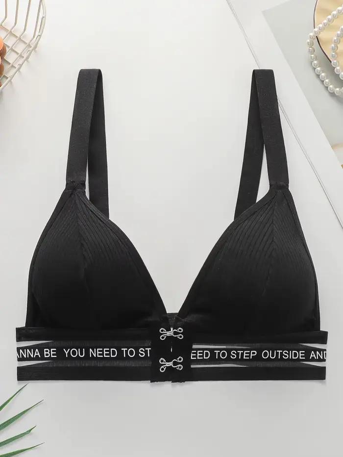 Soutien-gorge de sport pour femmes, avec boucle avant, bretelles à lettres, sans armatures, effet push-up, bretelles réglables, MR3051