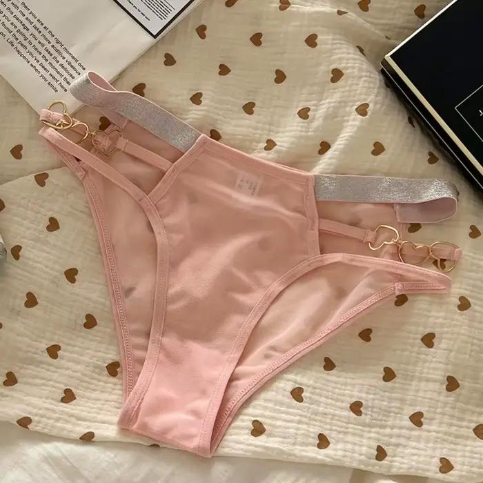 Culottes Taille Basse Femme Lingerie Transparente Maille Scintillante Bretelles Sans Couture Occasions Spéciales