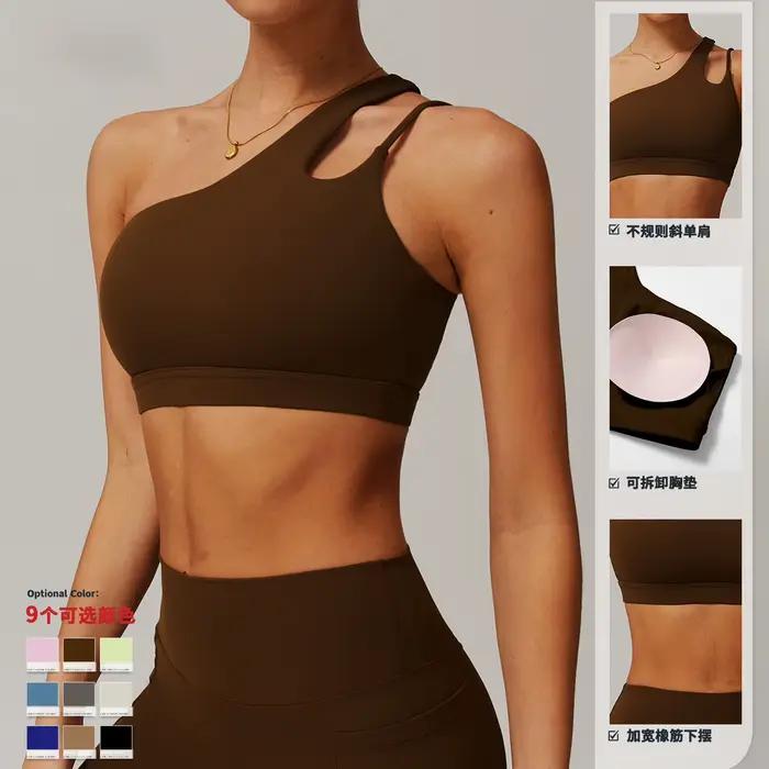 Soutien-gorge dos nu à épaules inclinées, soutien-gorge de sport nu, bretelles irrégulières, course à pied, gilet de Fitness, haut