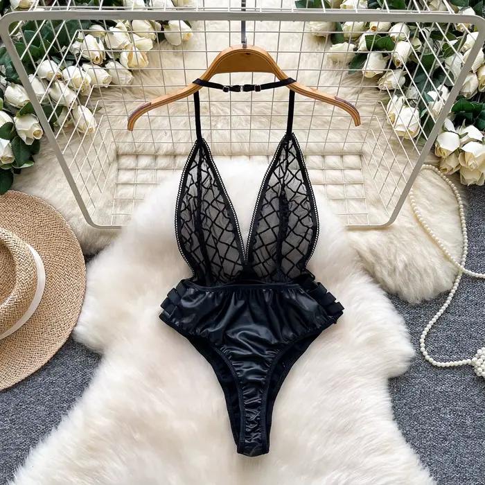 Femmes Sexy voir à travers maille body Chic mode élastique Bodycone combinaisons Hotsweet gothique combishorts