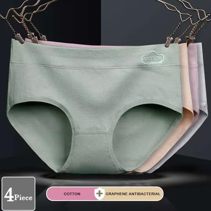 Lot de 4 culottes en coton pour femmes, sous-vêtements antibactériens, slips respirants, lingerie Sexy pour filles