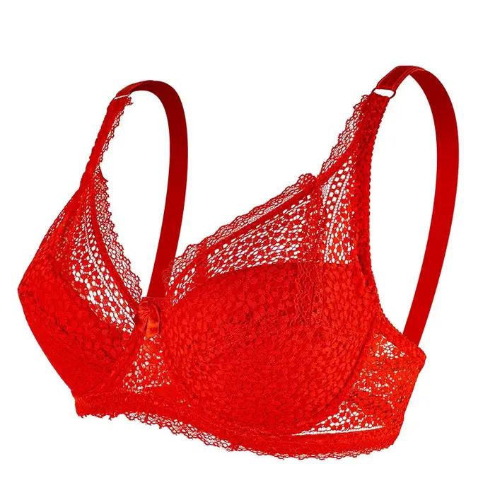 Soutien-gorge en dentelle pour femmes, grande taille, soutien supérieur, respirant, confortable, anneau en acier, nœud papillon, Section fine, froncé