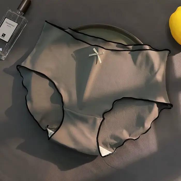 3 pièces culottes antibactériennes en soie glacée pour femmes, sous-vêtements triangulaires sans couture, slips taille basse, sous-vêtements confortables pour filles, lingerie Sexy