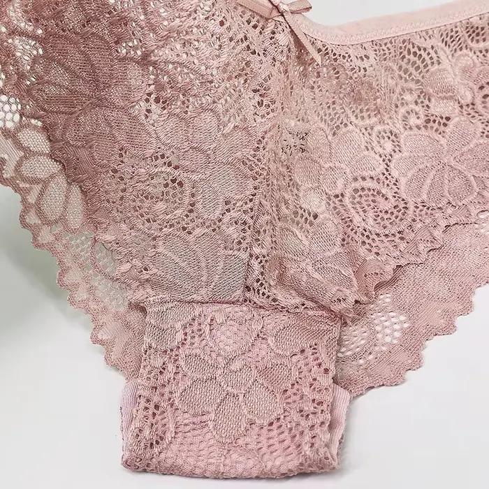 5 pièces/ensemble slips en maille M-2XL culottes en dentelle sous-vêtements transparents Sexy culottes taille basse filles intimes Lingeri