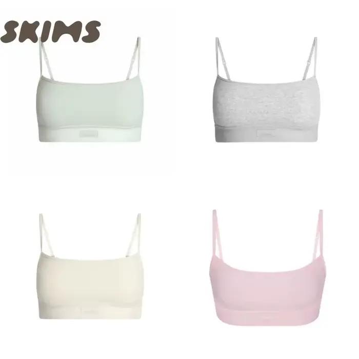 SKIMS RIB SCOOP BRALETTE - Bralette côtelée en coton à manches courtes pour femme, sous-vêtement dos nu