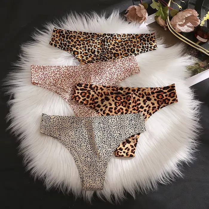 Ice Injong-Culotte brésilienne léopard pour femme, sous-vêtement sexy, doux pour la peau, bikini confortable, nouveau, 2023