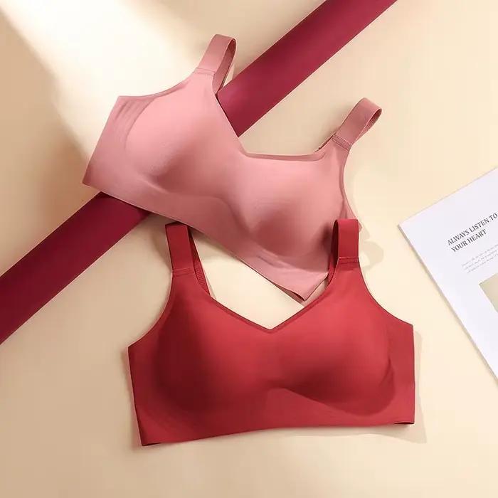 Soutien-gorge push-up de grande taille pour femme, soutien-gorge une pièce sans couture, soutien-gorge de sport réglable sans fil, soutien-gorge réducteur de poitrine