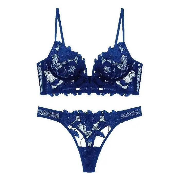 Ensemble de Lingerie en dentelle pour femmes, ensemble de soutien-gorge élégant et Sexy, sous-vêtements transparents, ensemble soutien-gorge et culotte ventilés pour dames