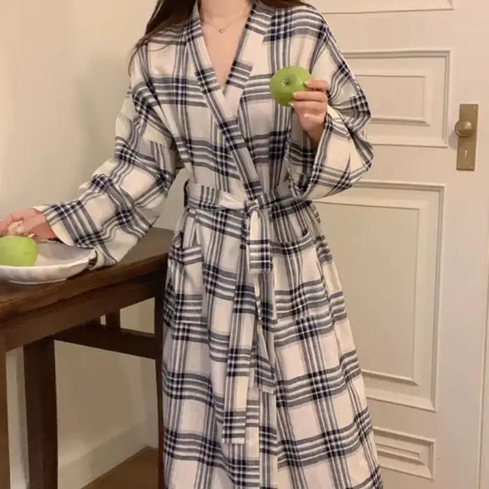 Nouvelle collection été : Robe de nuit imprimée élégante pour femme, style INS, pyjama ample pour filles, tenue d'intérieur