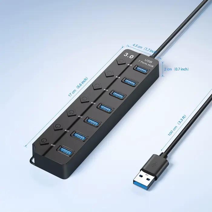 Hub USB 3.0 Hub USB 2.0 Hub répartiteur Multi USB câble de 100 cm de Long extenseur Multiple pour ordinateur portable accessoires PC adaptateur USB
