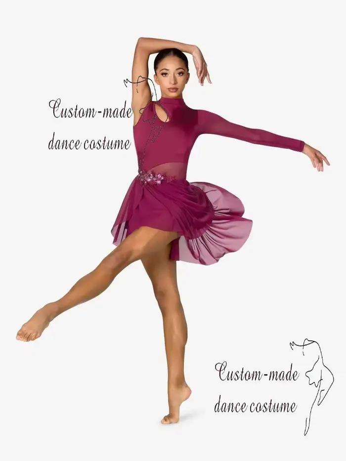 Bordó taneční trikot s vysokým límcem
