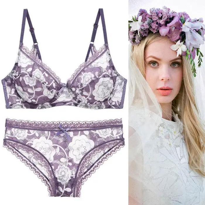 Ensembles de soutien-gorge Sexy pour femmes 2022 34/75 36/80 38/85 40/90 bonnet BCDE grande taille Lingerie brodée Push Up sous-vêtements pour dames, nouvelle collection 42/95