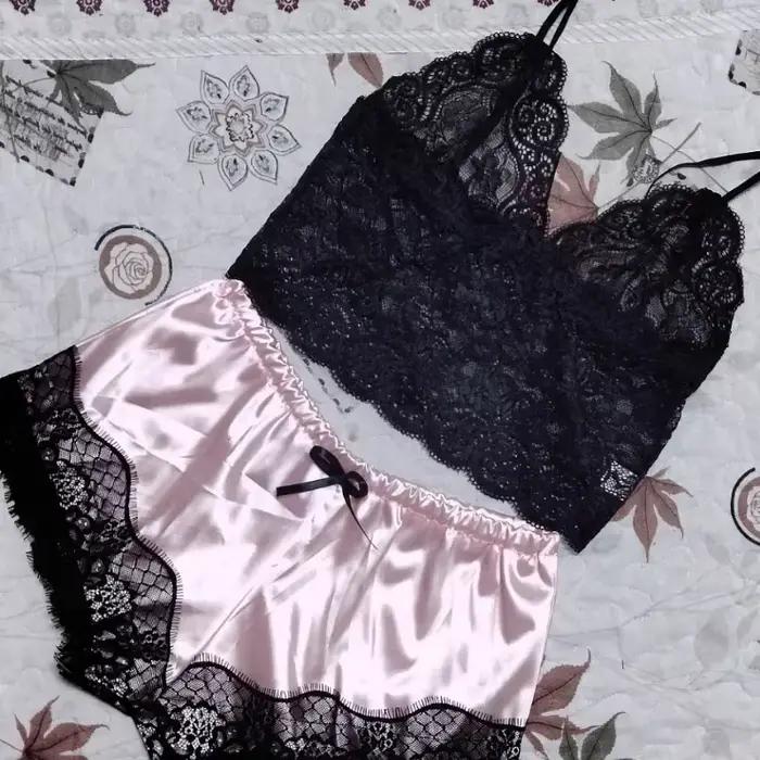 Ensembles de pyjama en dentelle pour femmes, vêtements de nuit, lingerie sexy, short court en Y, vêtements de nuit Babydoll, vêtements de détente