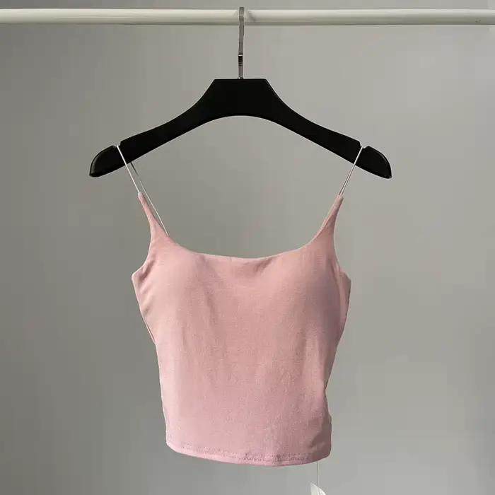 YOZOU-Soutien-Gorge Court Rouge avec Bretelles Standard pour Femme, Camisole Épicée, Beige, Rose, Noir, Été, FibrSemi, Années 2000, Y2k