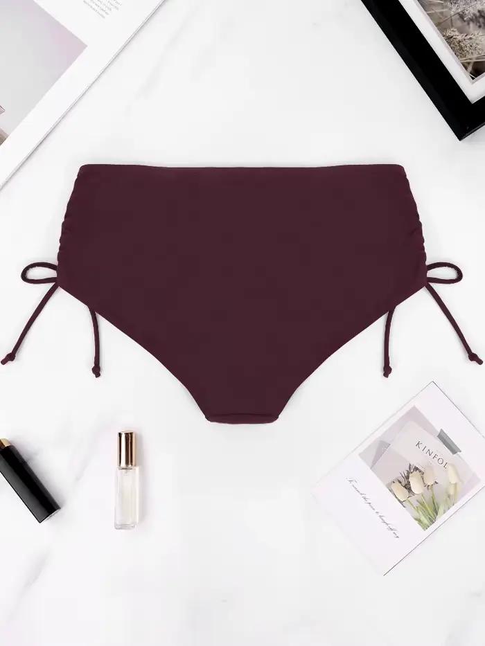 Maillot de bain tanga taille haute pour femmes, bas de Bikini, plage d'été, couleur unie, cordon latéral