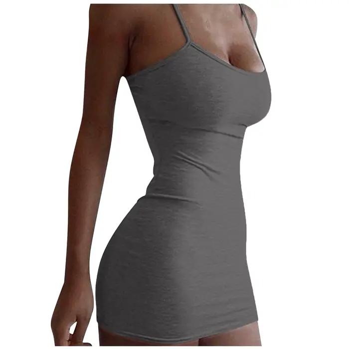 Couleur unie femmes chemise de nuit Sexy sans manches col Scroop vêtements de nuit féminins Spaghetti sangle vêtements de nuit Homewear pyjamas 2025