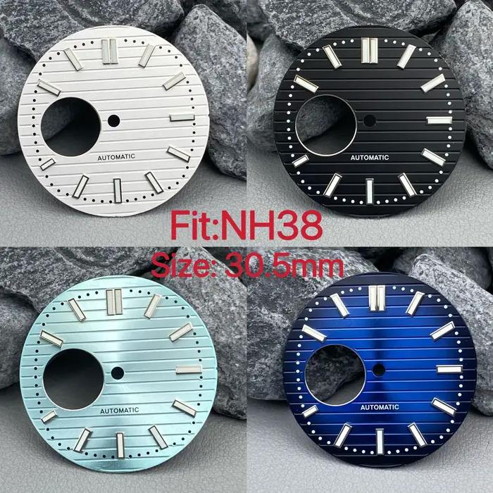 Cadran NH38 de haute qualité de 30.5mm, pour montre de style Nautilus, cadran vert lumineux, adapté aux accessoires de mouvement NH38