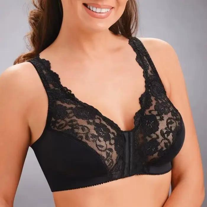 Soutien-gorge en dentelle haut de gamme tendance avec fermeture avant et coussinets intégrés, respirant et confortable, style sport, pour jeunes femmes