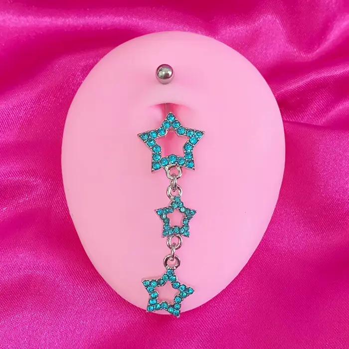 Egirl-Piercing de Nombril en Clip Bleu, Anneaux de Nombril, Mignon, Mode Coréenne, Accessoires Sexy, Bijoux de Corps Y2K