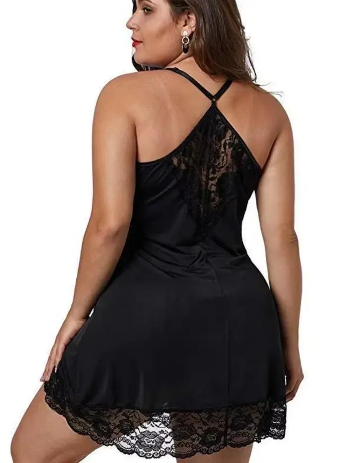 8XL grande taille Lingerie femmes dentelle voir à travers Teddy nuisette col en V sans manches chemise de nuit grande taille vêtements de nuit érotiques pyjamas