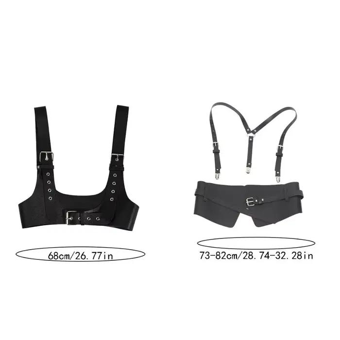 Ceinture Corset en cuir U, harnais, Style de rue, large ceinture Punk, poitrine, réglable, bretelles gothiques en cuir