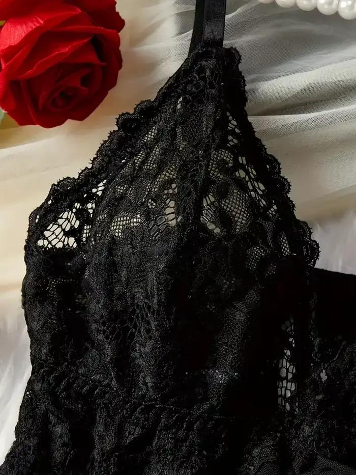 5 tailles choisir M L XL 2XL pyjamas ensembles fronde transparente Lingerie Sexy sous-vêtements pour femmes vêtements de nuit transparents dentelle chemise de nuit +