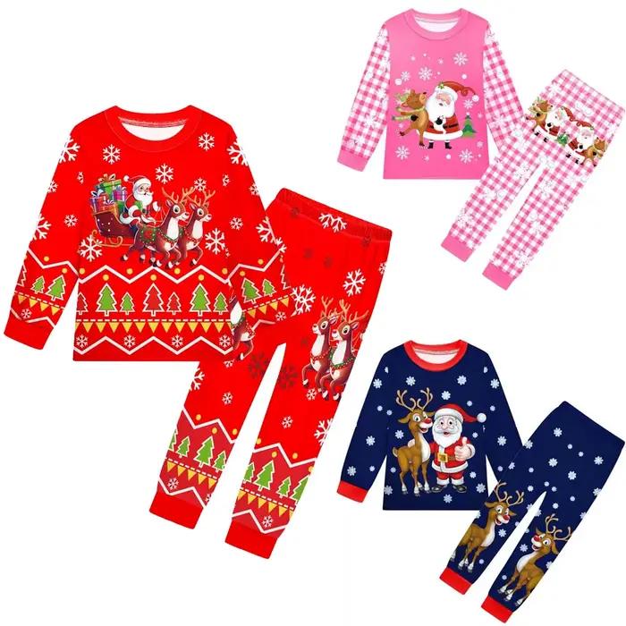 Vánoční pyžamo s potiskem Santa Claus a sobů