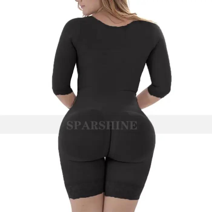 Tvarovací a stlačovací břišní body s rukávy Fajas Sexy kontrola břicha zvedání boků pro ženy