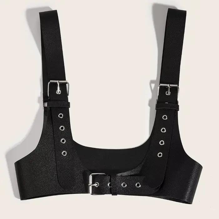 Ceinture Corset en cuir U, harnais, Style de rue, large ceinture Punk, poitrine, réglable, bretelles gothiques en cuir