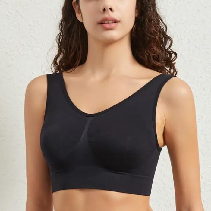 Soutien-gorge push-up sans couture pour femme, bralette de sport, crop top sans armatures, lingerie sexy unie, sans coussinets, respirant, grande taille, soutien-gorge débardeur S-5XL