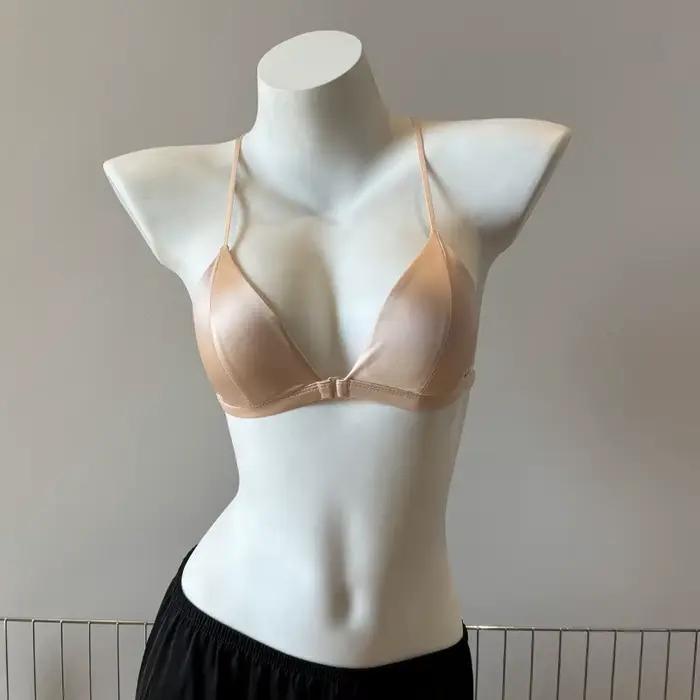 Soutien-gorge imprimé léopard tendance, fermeture avant triangulaire à la française, dos fin et élégant, bretelles spaghetti, lingerie confortable pour femme, idéal pour l'été et le quotidien
