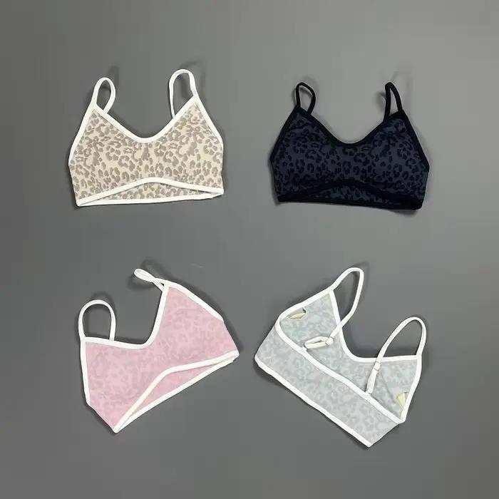 HISTELLO Soutien-gorge de sport pour femme, imprimé léopard, rembourré, sans couture, côtelé, pour yoga, fitness, entraînement, respirant, séchage rapide, vêtements de sport pour la gym