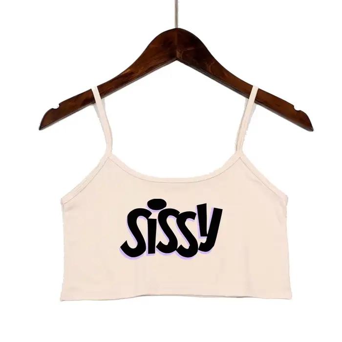 SISSY nápis dámské letní sexy bezešvé trubičkové bustier bez ramínek s odhalenými zády
