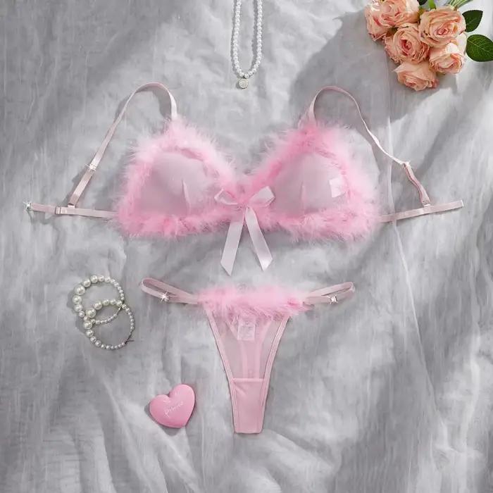 Lingerie Saint-Valentin Sexy et Mignonne, Ensemble Soutien-Gorge Hilitos 2 Pièces, Décoration Moelleuse Romantique, Sous-Vêtements Féminins Pure Désir et Fantaisie