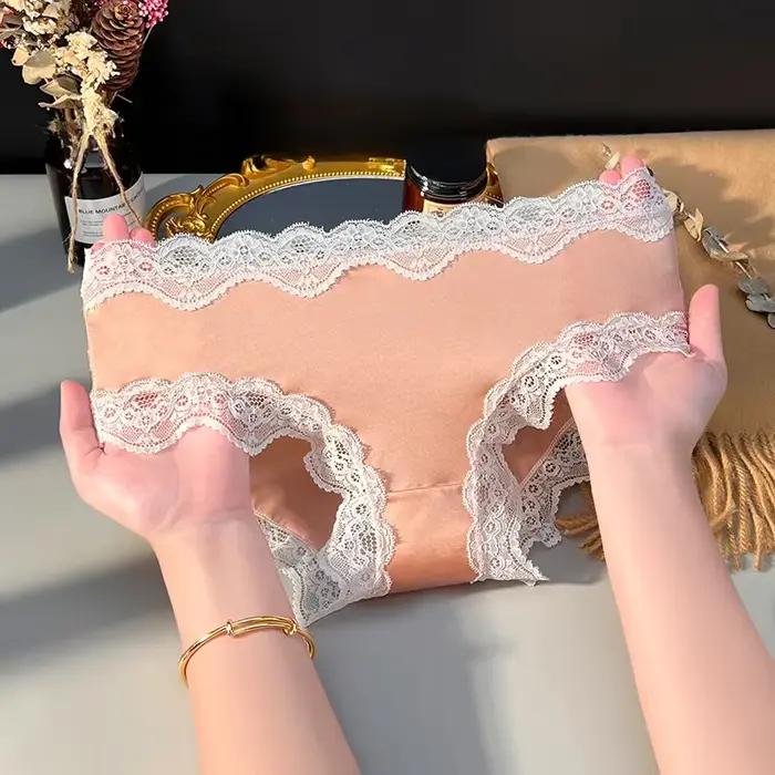 Culottes sous-vêtements pour femmes culottes en dentelle Sexy tongs pantalons brésiliens Sexy soie respirant sous-vêtements pour fille grande taille Lingerie