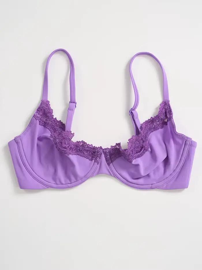 Soutien-gorge filaire sans doublure pour femmes, bordure en dentelle, ultra-fin et respirant, style tous les jours, confort français pour occasions spéciales