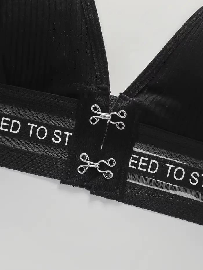 Soutien-gorge de sport pour femmes, avec boucle avant, bretelles à lettres, sans armatures, effet push-up, bretelles réglables, MR3051