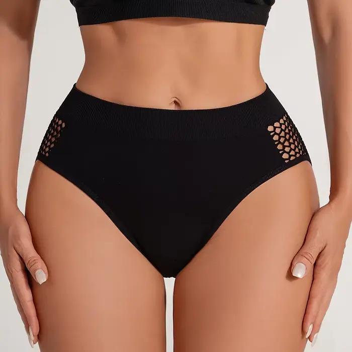 EUR taille femmes culottes évider slips Sexy couleur unie taille moyenne confortable sous-vêtements pour femmes Lingerie respirant caleçon