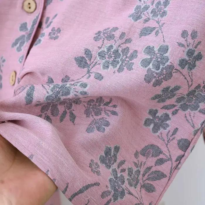 Nouvel ensemble de pyjama 2 pièces pour femme 2026, 100 % coton, pantalon à manches, teint en fil