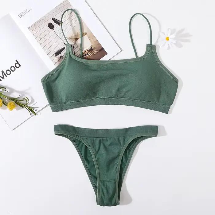 Ensemble de soutien-gorge sans couture pour femme, dos en U, string, lingerie sexy, culotte brésilienne, sous-vêtements de sport et de fitness, coussinets en Y pour femme