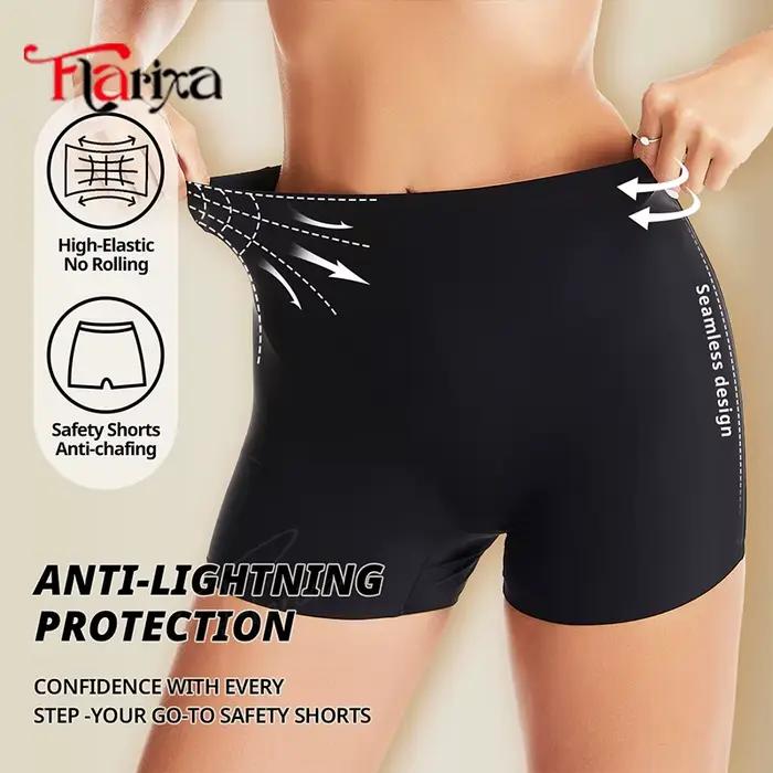 Flarixa short de protection sous les jupes BoyShorts femmes sans couture taille haute Boxer slips culotte de sécurité Anti-frottement jambe