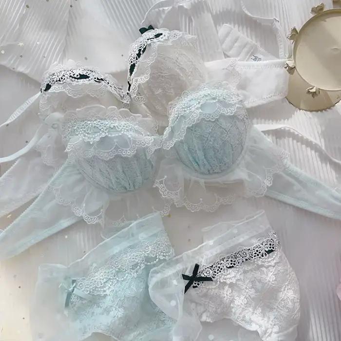 Ensemble de soutien-gorge sexy Lolita pour petites poitrines, soutien-gorge sexy sans armatures, soutien-gorge uni, dentelle sexy, soutien-gorge au tempérament doux