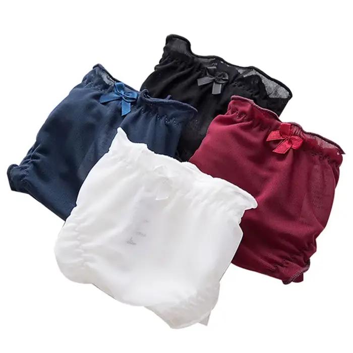 Sous-vêtements en maille et dentelle pour filles, culottes sans couture pour femmes, Lingerie transparente, nœud, Lingerie pour femmes mûres