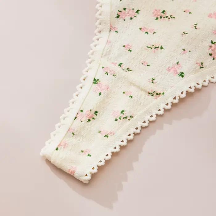 Lingeries Sexy pour femmes, culotte imprimée mignonne, tongs en coton, printemps été, doux, nœud chaud, string pour femmes
