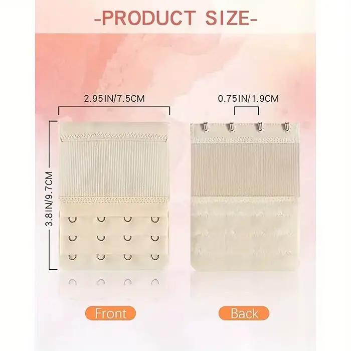 Lot de 4 extensions de soutien-gorge, conception réglable à 3 rangées et 4 crochets, solution pour soutiens-gorge serrés – Beige et noir
