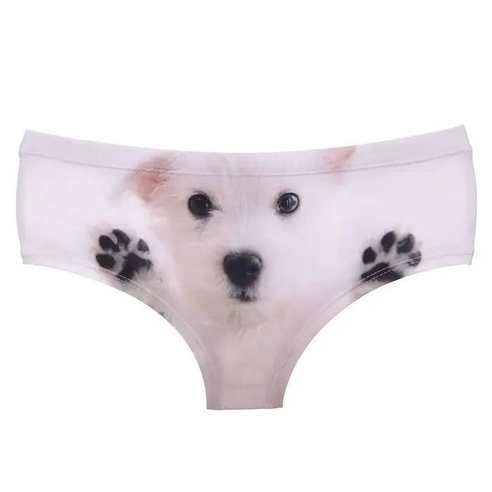 DeanFire Kawaii 3D culottes femmes sous-vêtements blanc chiot drôle impression belle Push Up slips Lingerie string pour femme